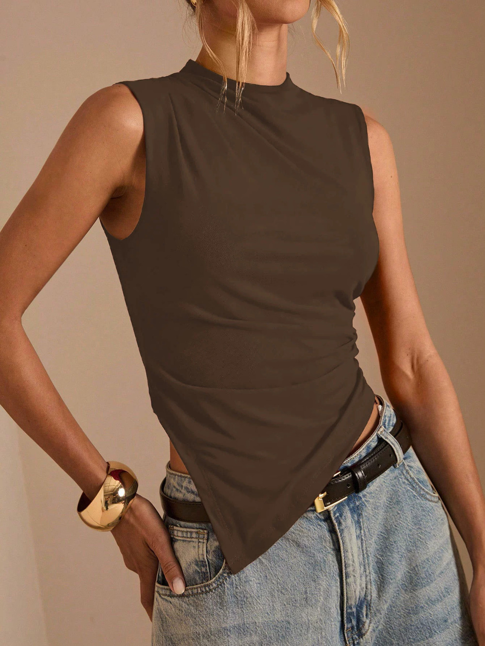 ZARA Summer Casual Sleeveless Knit Top Irregular Hem Sexy